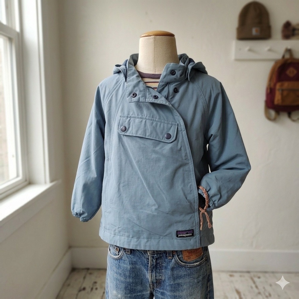 Patagonia Isthmus Anorak Jacket Kids 3T Blue Hooded Windbreaker 60726 Gorpcore